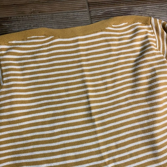 Croft & Barrow Mustard and White Striped Sweater - Picture 3 of 5